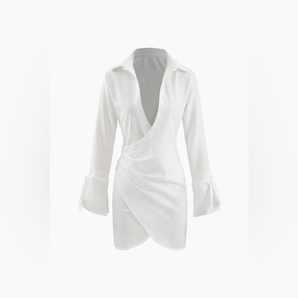 Deep V-Neck Wrap Mini Dress